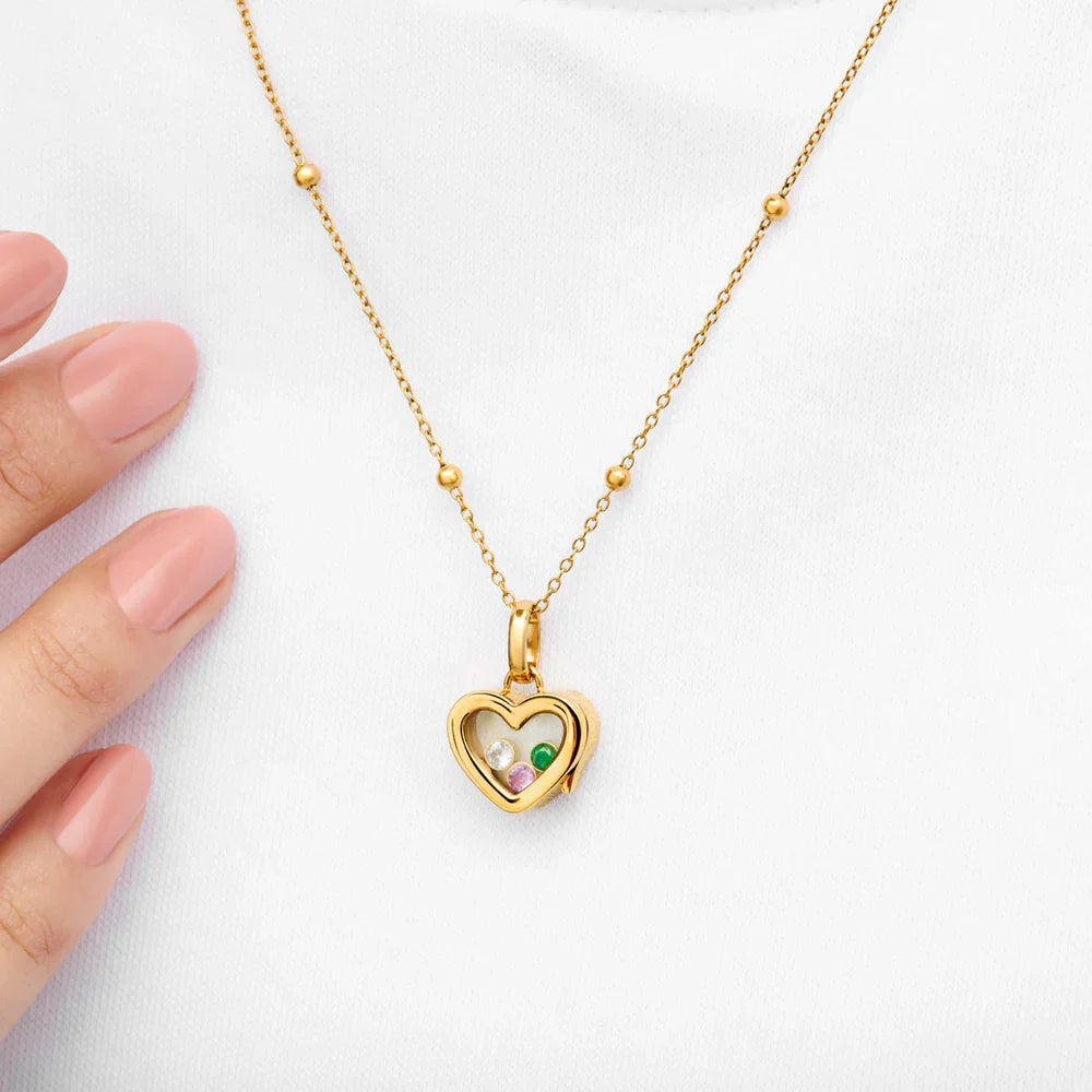Hart Ketting met Geboortestenen Binnenin